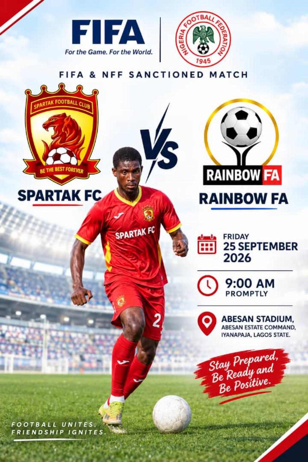 Spartak Football Club vs Rainbow FA match image